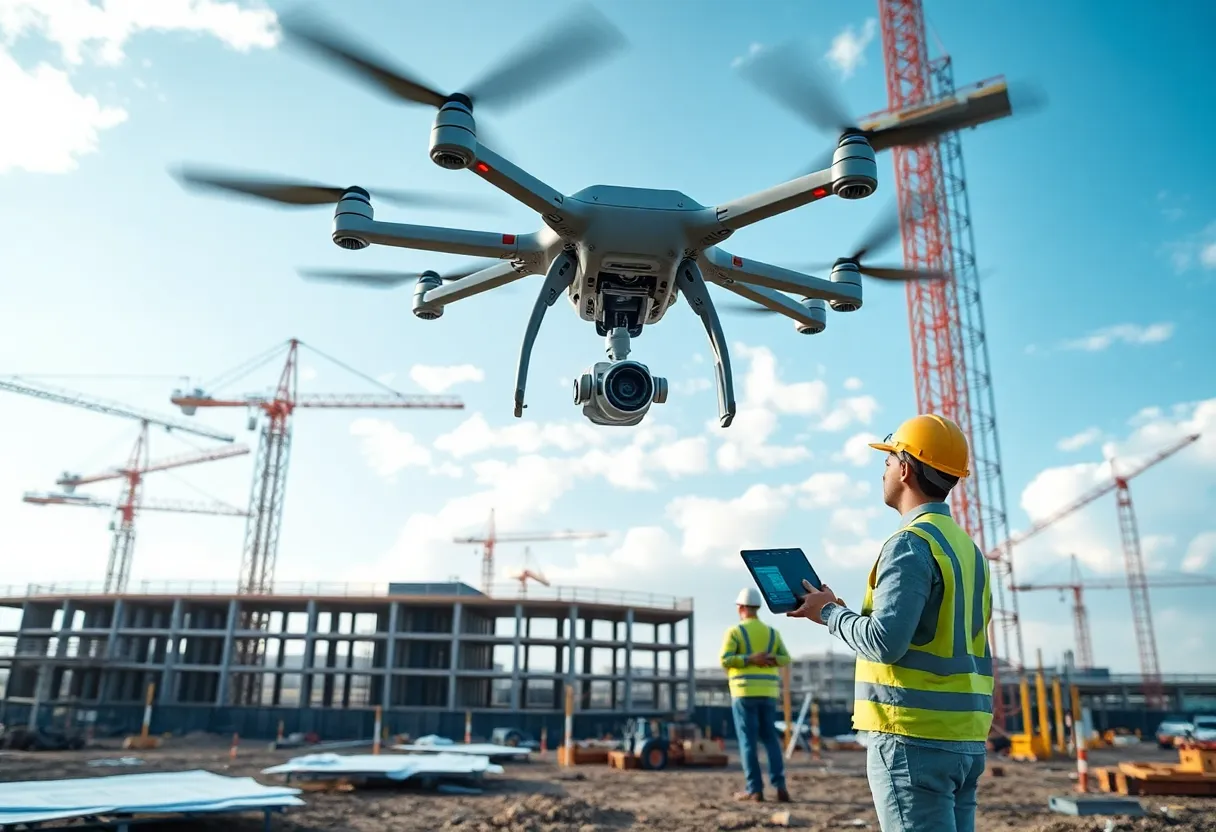 Construction professionals utilizing AI tools on site